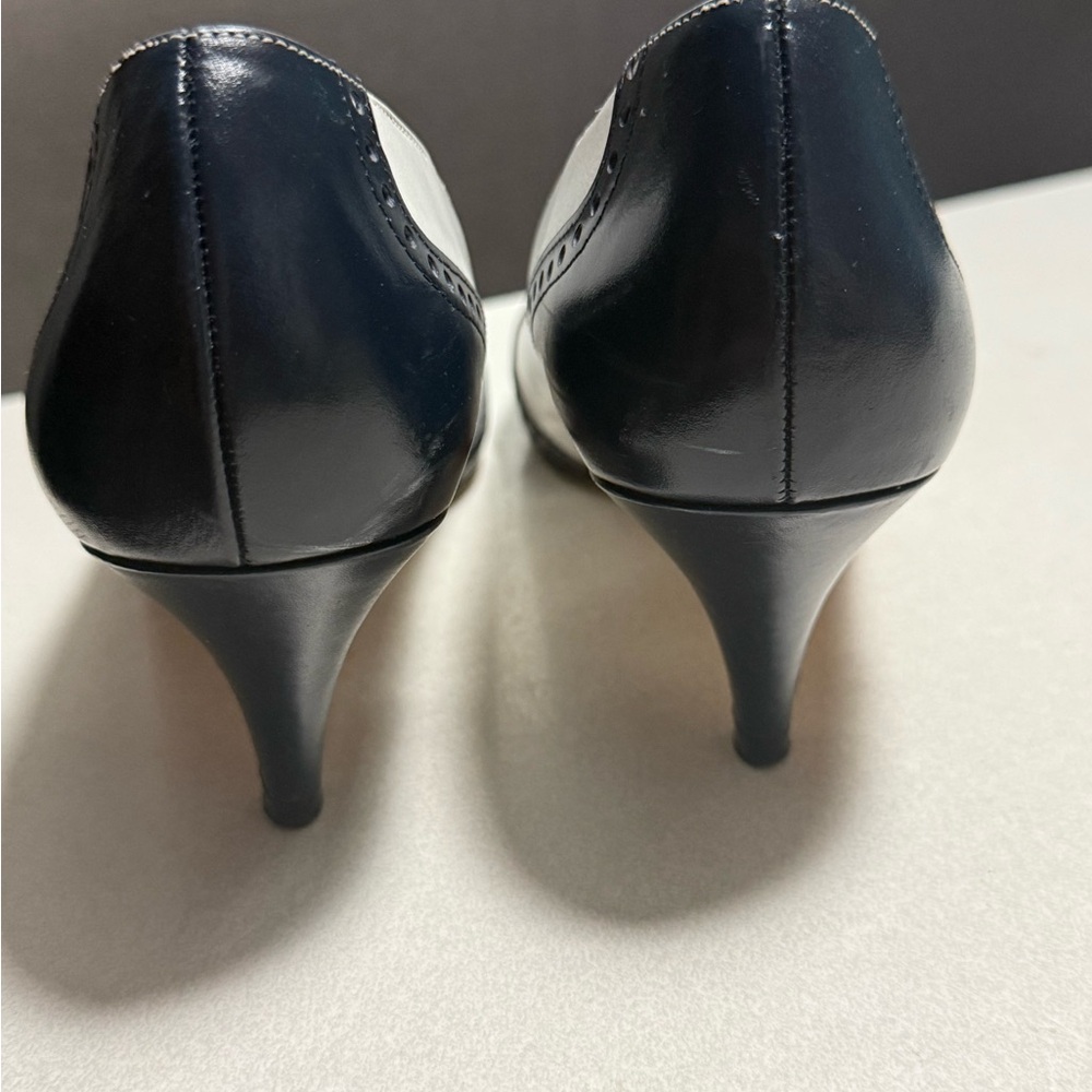 925 Collection Leather White Wing Tip Heels Sz 6.5 Swing,flapper,40’s,rockabilly - Picture 7 of 11
